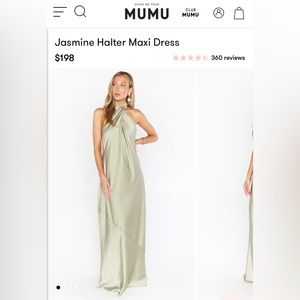 Jasmine Halter Maxi Dress Moss Green Size S